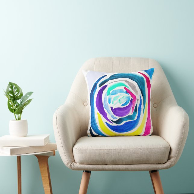 Blue pop art rose watercolor cushion (Chair)