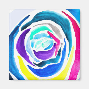 Blue pop art rose watercolor magnet