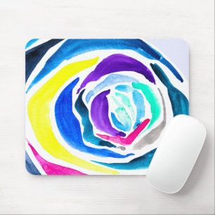 Blue pop art rose watercolor mouse mat