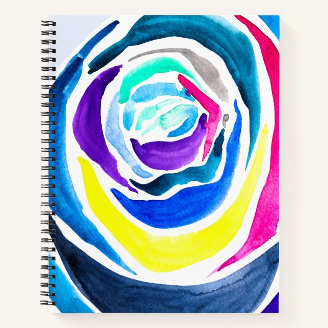 Blue pop art rose watercolor notebook (Front)