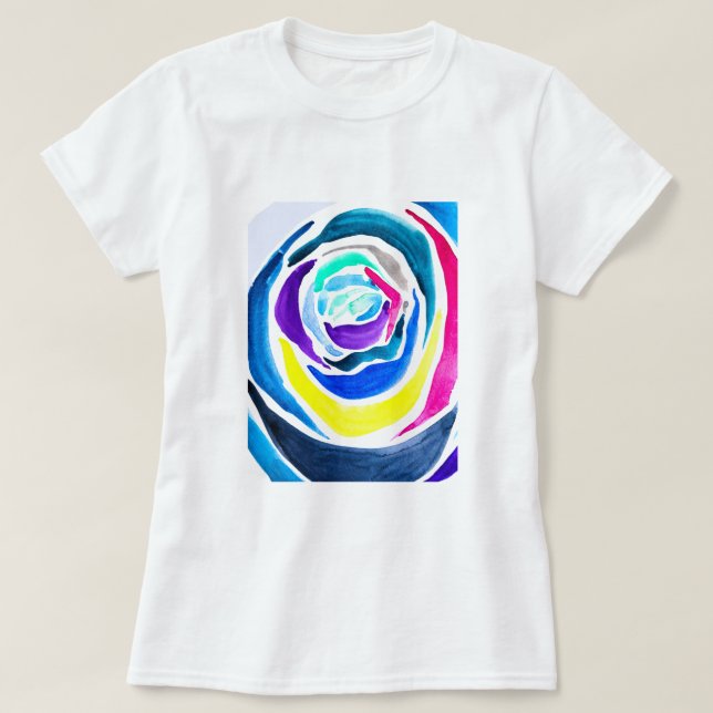 Blue pop art rose watercolor T-Shirt (Design Front)