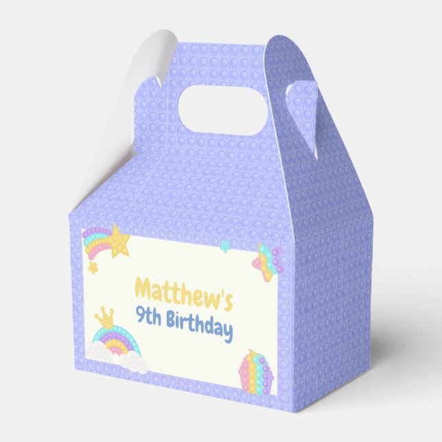 Blue Pop It Fidget Birthday Favour Box (Front Side)
