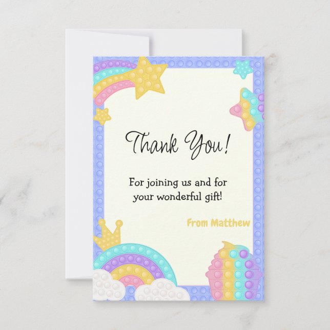 Blue Pop It Fidget Thank You Card (Front)
