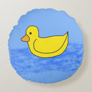 Blue Popcorn Anime Ducky Round Cushion