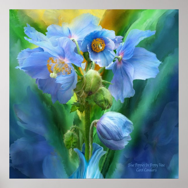 Blue Poppies Bouquet Art Poster/Print Poster (Front)