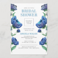 Blue Poppies Bridal Shower Invitation