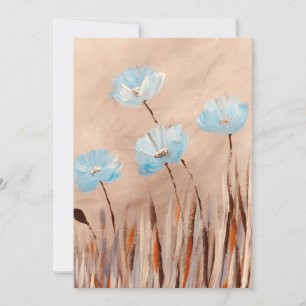 Blue poppies in grass holiday card