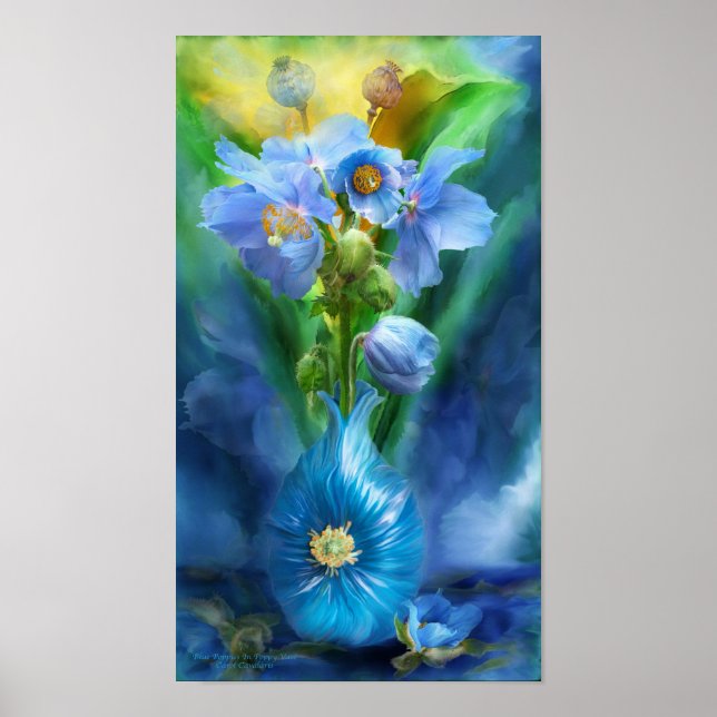 Blue Poppies In Poppy Vase Art Poster/Print Poster (Front)