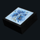 Blue Poppies On Blue Shiny Paper Gift Box<br><div class="desc">Store your treasures or give a treasure gift box to someone as a beautiful gift. 
 Choices of wood frames are now available.
Many designs for different occasions are available in my store.</div>