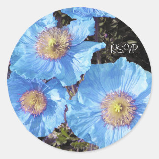 Blue Poppies Wedding Envelope Seals