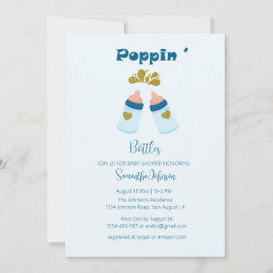  Blue Poppin Bottles Boy Baby Shower Invitation