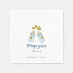  Blue Poppin Bottles Boy Baby Shower Napkin