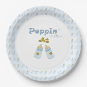  Blue Poppin Bottles Boy Baby Shower Paper Plate