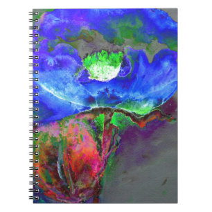 Blue poppy, blue abstract flower notebook