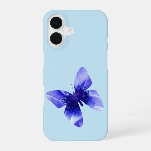 Blue Poppy Butterfly,   iPhone 16 Case (Back)