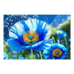 Blue Poppy Dream – Ethereal Macro Floral Art Photo Print