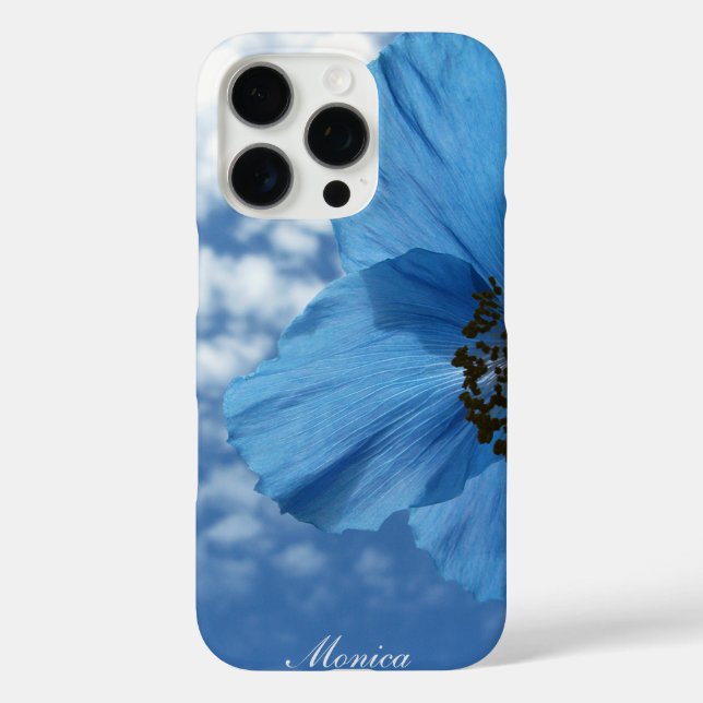 BLUE POPPY Flower Blue Sky with Name Case-Mate iPhone Case (Back)