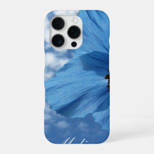 BLUE POPPY Flower Blue Sky with Name iPhone 16 Pro Case