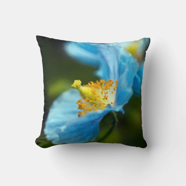 Blue Poppy flower Cushion (Front)