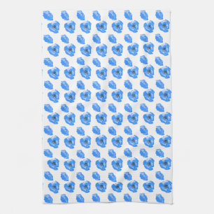 Blue poppy Flowers summer nature pattern  Tea Towel