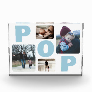 Blue Pop's Fathers Day Family Photo Collage  Block