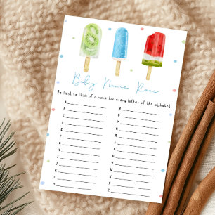 Blue Popsicle Baby Shower Baby Name Race Game