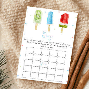 Blue Popsicle Baby Shower Bingo Game