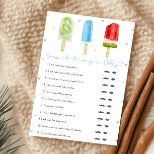 Blue Popsicle Baby Shower Guess who Mummy or Daddy