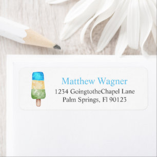 Blue Popsicle Birthday Party Return Address