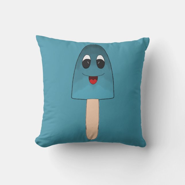 Blue Popsicle Symmetrical Doodle | Digital Art Cushion (Front)