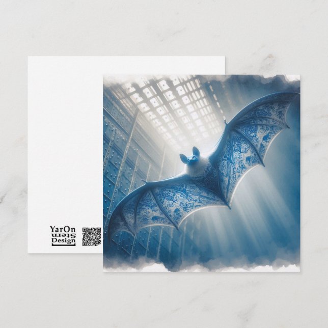 Blue Porcelain Bat Greeting Card (Front/Back)