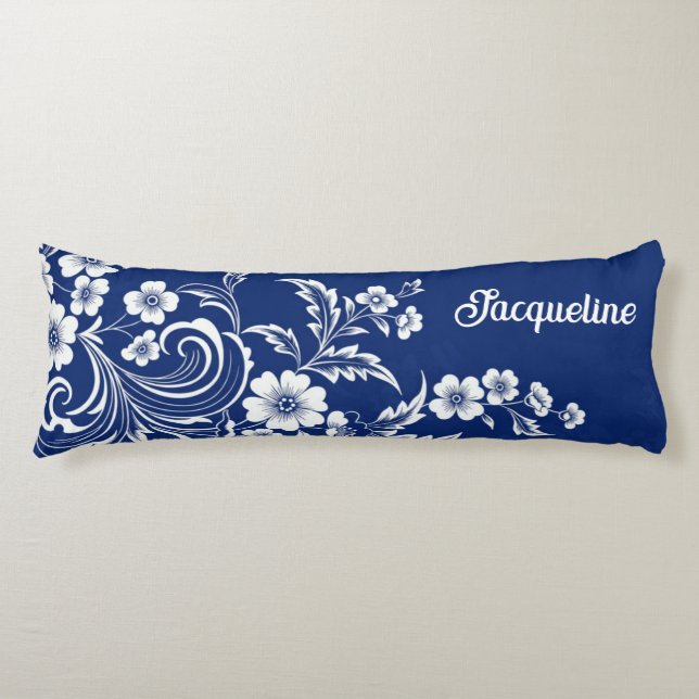 Blue Porcelain Bloom Body Cushion (Front)