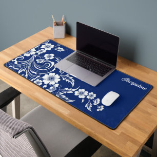 Blue Porcelain Bloom Desk Mat
