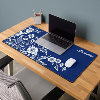Blue Porcelain Bloom Desk Mat