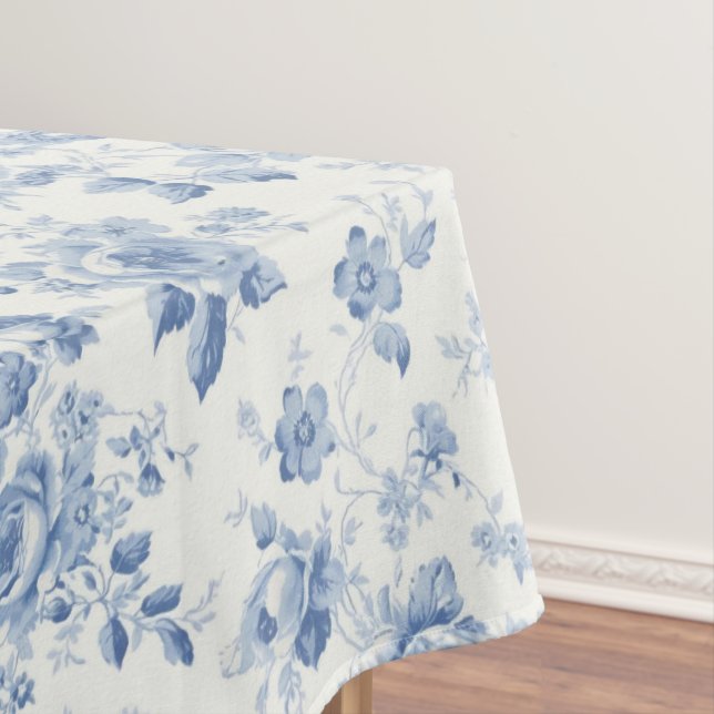 Blue,porcelain,blue china,floral toile,chinoiserie tablecloth (In Situ)