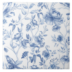 Blue,porcelain,blue china,floral toile,chinoiserie tile