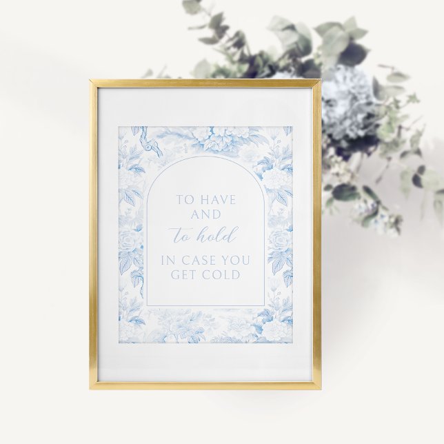 Blue porcelain boho floral wedding blanket Poster (Creator Uploaded)
