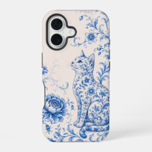 Blue Porcelain Cat Floral Phone Case