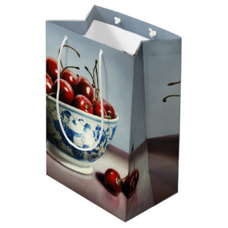 Blue Porcelain & Cherries Medium Gift Bag