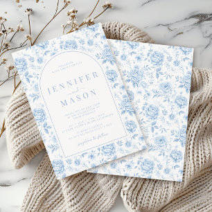 Blue Porcelain Chinoiserie Floral Wedding Invitation