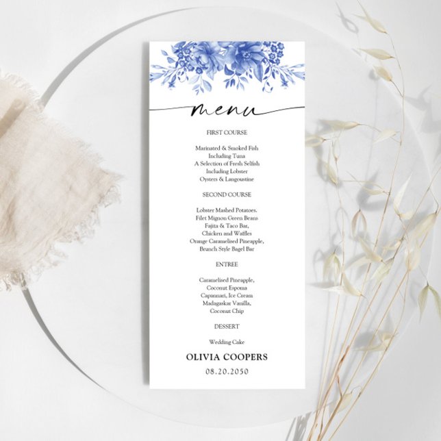 Blue Porcelain Floral Baby Shower Menu (Creator Uploaded)