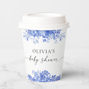 Blue Porcelain Floral Baby Shower Paper Cups