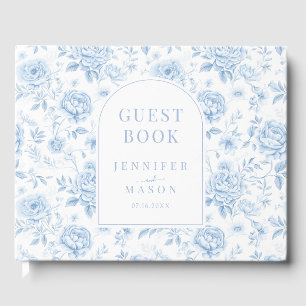 Blue porcelain floral boho gift wedding guest book