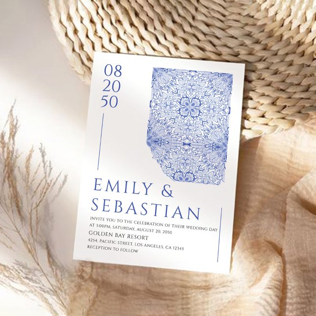 Blue Porcelain Floral Chinoiserie Wedding Invitation (Creator Uploaded)