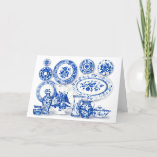 Blue Porcelain Watercolor Art Card