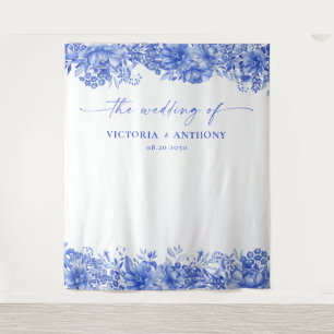Blue Porcelain Wedding Backdrops Tapestry