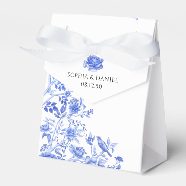 Blue Porcelain Wedding Favour Box (Front Side)