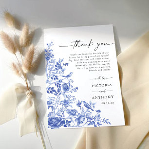 Blue Porcelain Wedding Flat Thank You Card