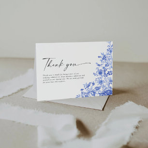 Blue Porcelain Wedding Flat Thank You Card