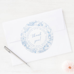 Blue porcelain wedding monogram stickers